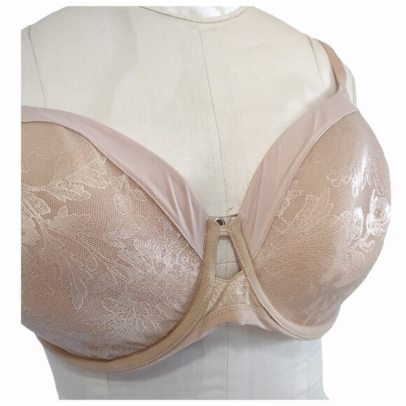 SOMA Lightest Lift Modern Coverage Natural Colored Bra with Floral Lace Overlay - Picture 4 of 8